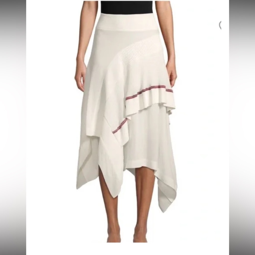 3.1 Phillip Lim White Asymmetrical Draped Midi Skirt Size 4
